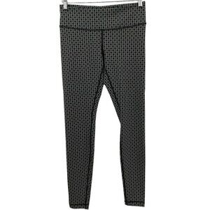 Lululemon Wunder Under Full On Luon Black Leggings Size 6 Tri Geo Silver Spoon